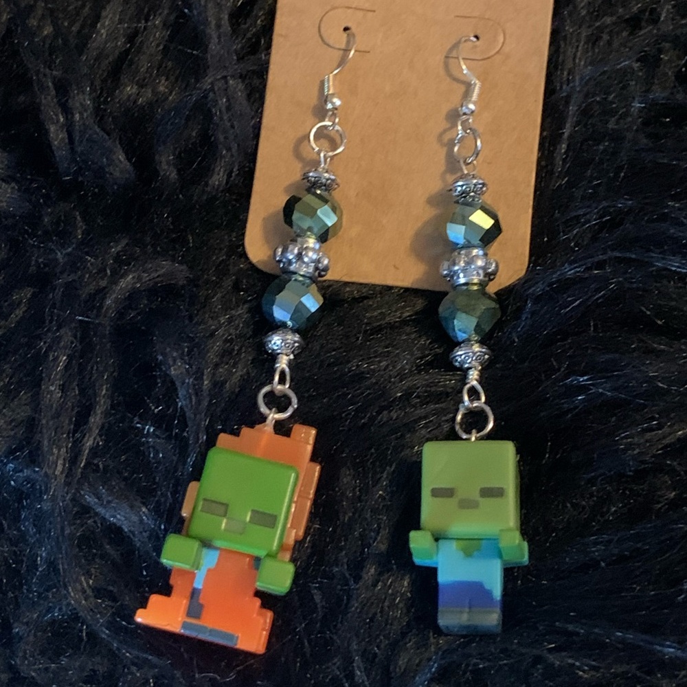 Handmade Minecraft Zombie Earrings
